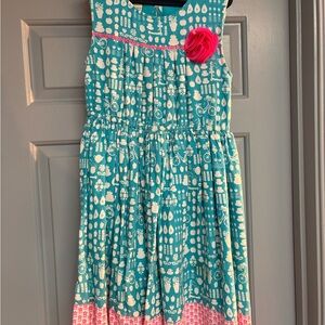 Monsoon Teal and Pink Patterned Kids Dress